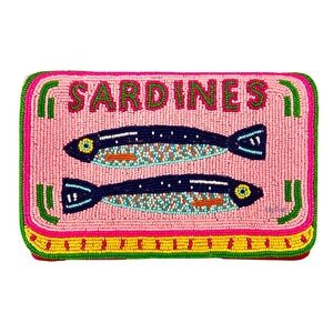 Pink Beaded 'Sardines' Crossbody Clutch
